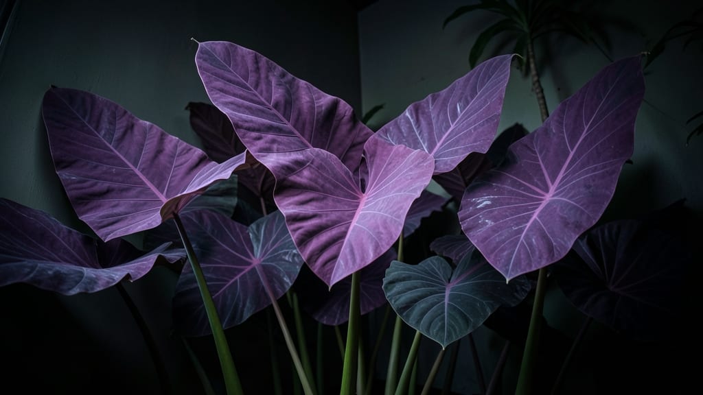 Elephant Ears with Velvety Purple Leaves