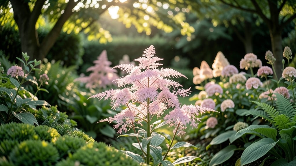 Astilbe With Feathery Pink Plumes